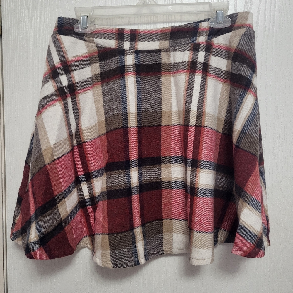 Plaid Skirt - Red, Brown, and Cream